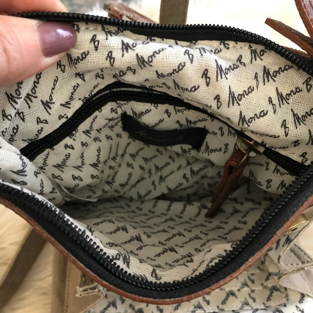 Mona B canvas and vegan leather crossbody purse with built in wallet - Picture 4 of 12